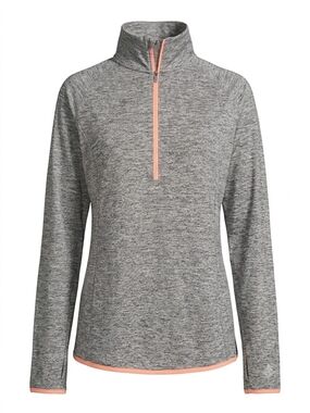 Under Armour Women's Gray Heather 1/4 Zip Pullover with Coral Accents
